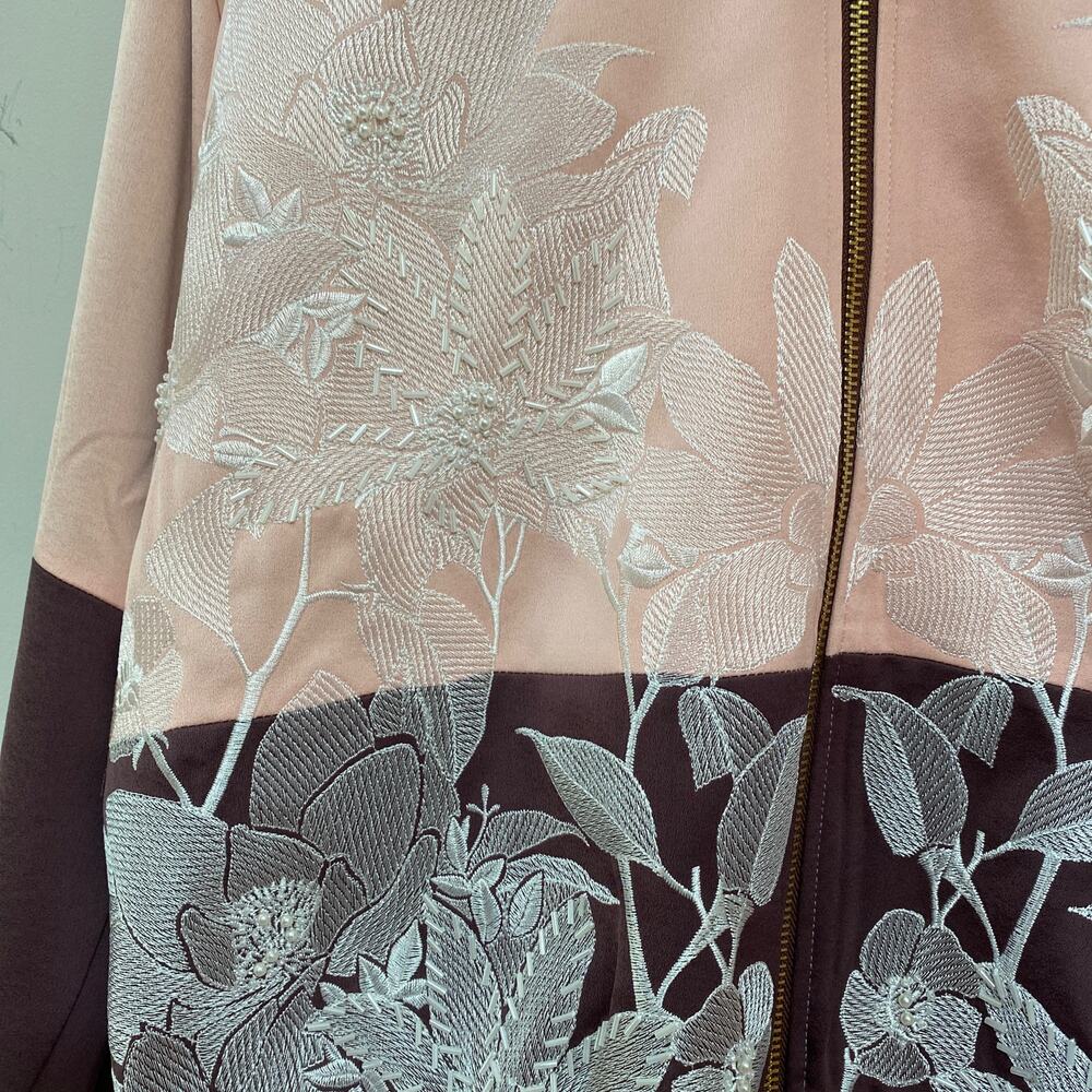 Juicy Couture Coral Blush Stockholm Floral Bomber Embellished Jacket Size Small - Picture 4 of 11